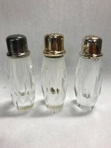 Vintage 3 pieces Faceted Salt pepper Spice shakers heavy solid base meta... - £16.52 GBP