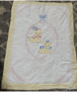 Antique American Yellow &amp; White Hand Quilted &amp; Sewn Baby Cutter Quilt - €20,33 EUR