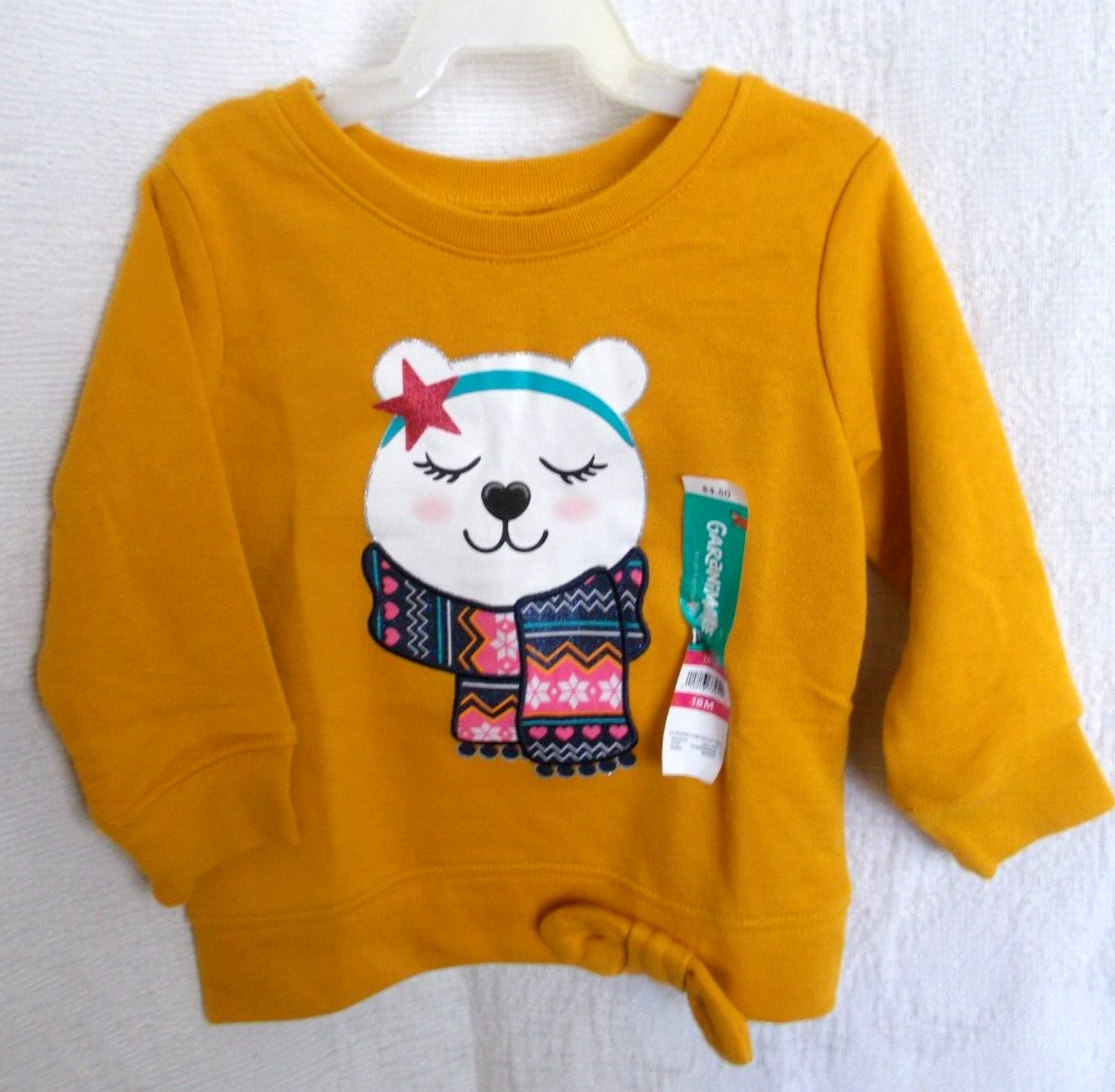 GARANIMALS Toddler Girls Gold Yellow Graphic Bear Tie Front Tee Top 18M - $2.96