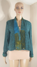 AKF New York Vintage Jacket Blue Green Shawl Collar Artsy Boho Womens Small *** - £31.62 GBP