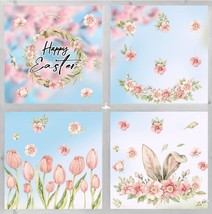 Easter Window Cling Sticker, Happy Easter Bunny Ear Spring Floral Flowers Window - £5.36 GBP