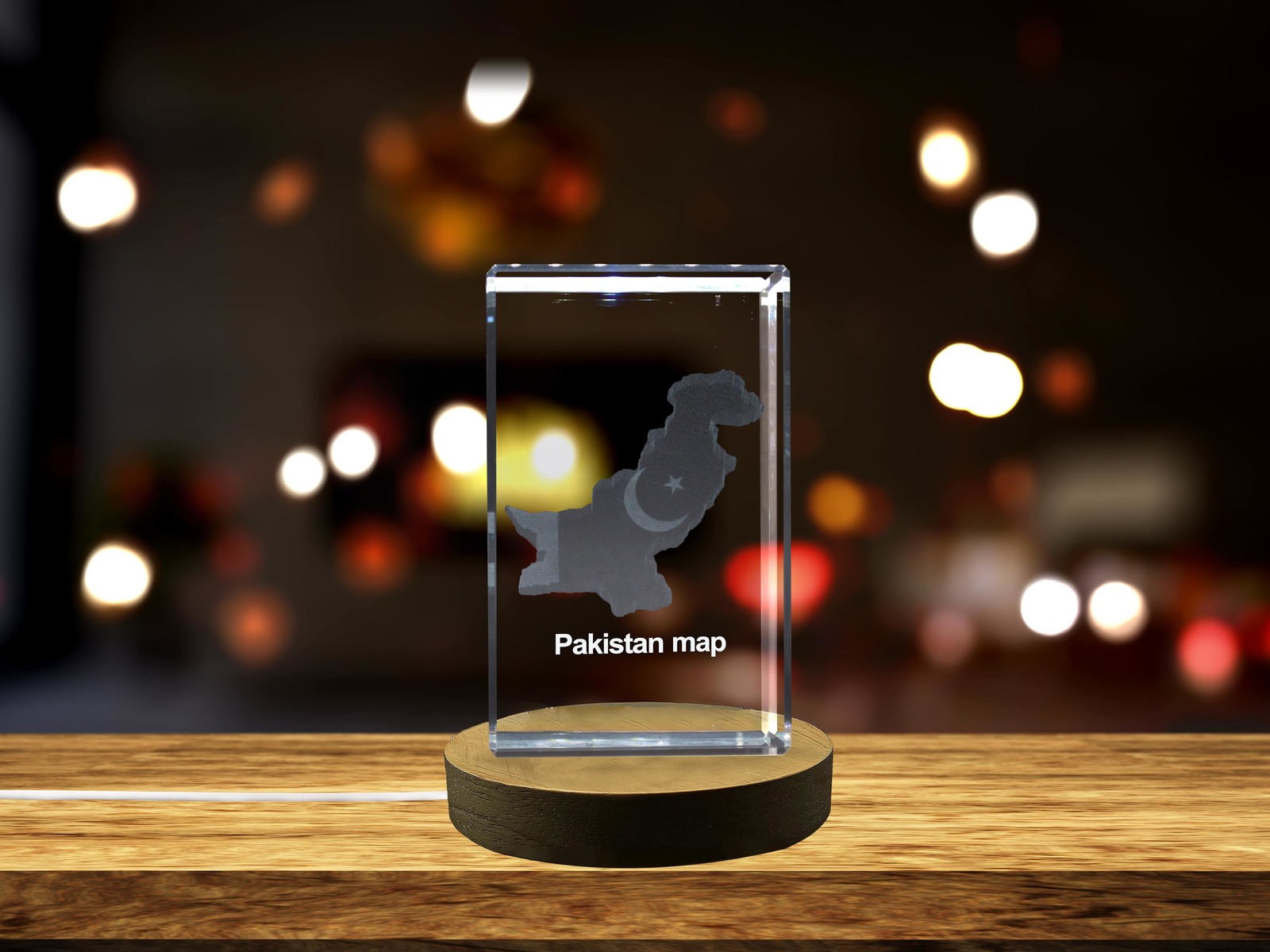 LED Base included | Pakistan 3D Engraved Crystal 3D Engraved Crystal Keepsake
