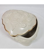 Vintage Heart Trinket Box Dish Large 6x6x3 Inch Ceramic - $26.18