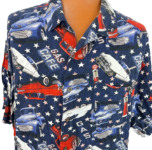 Aloha Hawaiian 2 XL Shirt Patriotic Stars Blue Red White Gas Cafe Trucks... - $39.99