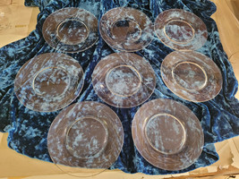Lot of 8 Clear Glass Etched Sandwich Plates Appetizer Bread 7&quot; - £23.88 GBP