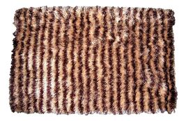 Shaggy Soft Door Mat Carpet Rug 20 Inch x 32 Inch Striped Shiny Coffee L... - $63.13