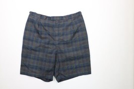 Vintage 50s Streetwear Mens 36 Faded Flat Front Chino Shorts Blue Plaid USA - $82.08 CAD