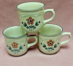 Cumberland Brambleberry (3) Stoneware Coffee Mugs Mauve &amp; Blue Flowers -... - $12.00