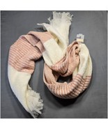 LC Laura Conrad Women Winter Knit Scarf ONE SIZE Pink Cream Preppy Fring... - £9.70 GBP