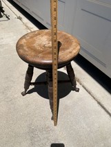 Antique 19thC A. Merriam Piano Wood Swivel Stool Seat Bench Ball Claw Gl... - $163.34