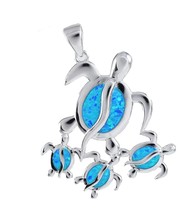 Gorgeous X-Large Mom and 3 Small Sea Turtle Necklace, Silver - $314.43