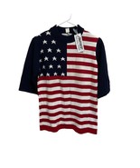 Navy Blue USA Flag Sweater Top Womens SM Patriotic 4th of July Lightweig... - $44.87