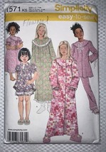 Simplicity Sewing Pattern 1571 Girls Size 7 - 14 Nightgown, Robe, Pajama... - $3.96