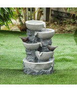 Outdoor Fountain Polynesian Tiered Birds Perched Patio Garden Deck With ... - $3,565.11 MXN