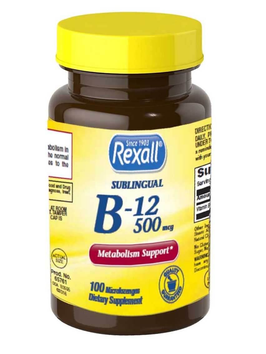 Rexall Sublingual Vitamin B-12 500mcg Microlozenges 100-CT SAME-DAY SHIP