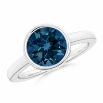 ANGARA Bezel-Set Round London Blue Topaz Solitaire Engagement Ring - £938.95 GBP