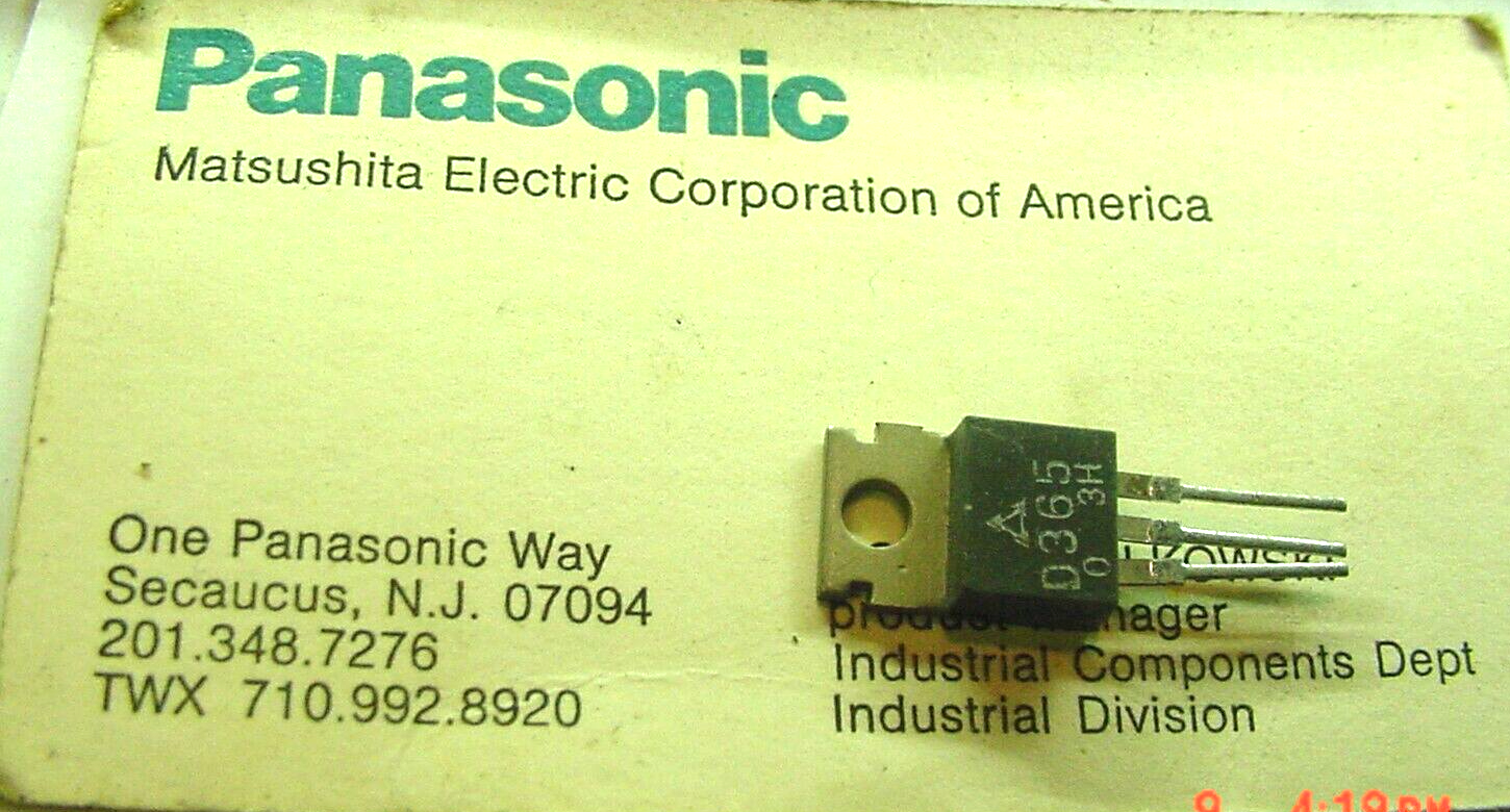 1-11 NOS Matsushita Panasonic 2SD365 Si NPN 25W 60V Vcbo 3A TO-220  Tran... - $7.18