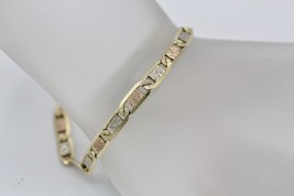 Fine 14K Tri Color Gold Diamond Cut 4.5mm Mariner Link Chain Bracelet 6&quot; Long - £409.84 GBP