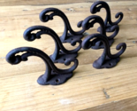 6 Cast Iron Rustic Victorian Style Coat Hooks Hook Rack Hall Tree Vintag... - $26.99