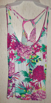 Nwt Womens Candie&#39;s Dressy Floral Ruffle Back Knit Tank Top Size M - £18.22 GBP
