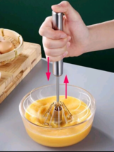 1pc Semi Automatic Egg Whisk Beater Stainless Steel Hand Push Rotary Blender - $5.80