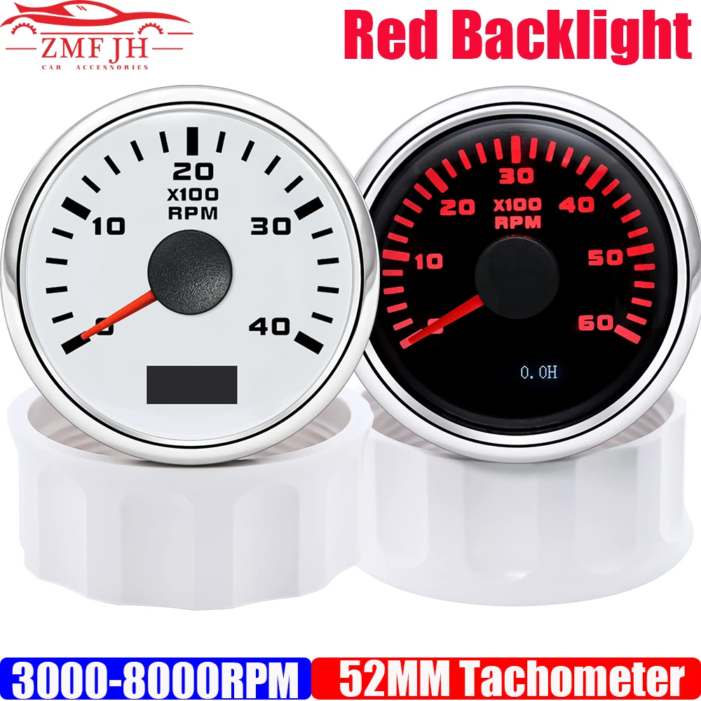 3000/4000/6000/7000/8000 RPM 52mm Tachometer with Red Backlight for Gasoline - £15.90 GBP+
