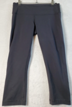 Lululemon Activewear Leggings Women Size 6 Black Knit Elastic Waist Logo... - $16.58