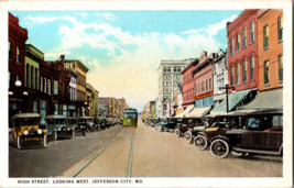 Vtg Postcard High Street, Looking West, Jefferson City , MO.  Early Street View - £6.67 GBP