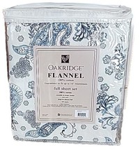 Oakridge ~ 4-Piece Set ~ Full Size Flannel Sheets ~ Blue Paisley ~ 100% Cotton - £52.31 GBP