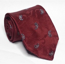 Towncraft Men Dress Silk Red Tie  With Paisley  3.25&quot; wide 58&quot; long - £8.04 GBP