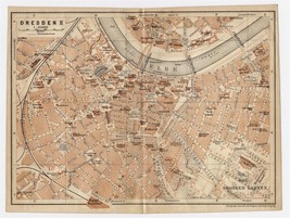 1910 Original Antique Map Of Downtown Dresden Saxony Germany - £17.07 GBP