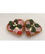 Vintage shabby chic cottage hand decorated vintage valentine glitter hearts - $19.75