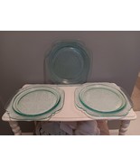 3 Vtg Indiana Glass Federal Madrid Recollection Teal Aqua Dinner Plates ... - $29.70