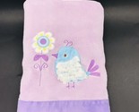 Toys R Us Baby Blanket Bird Ruffle Embroidered Flower Purple Plush - £11.71 GBP