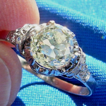 Earth mined Diamond Cushion Deco Engagement Ring 1.5ct Antique Platinum Solitare - $252,771.55 MXN