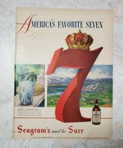 ORIGINAL VINTAGE1950 SEAGRAM&#39;S 7 WHISKEY ALCOHOL RARE PRINT AD  - $9.95