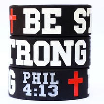 1 Be Strong Wristband Phil 4:13 Philippians Cross Religious Bracelet in ... - $9.88