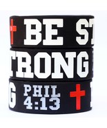 1 Be Strong Wristband Phil 4:13 Philippians Cross Religious Bracelet in ... - £3.06 GBP