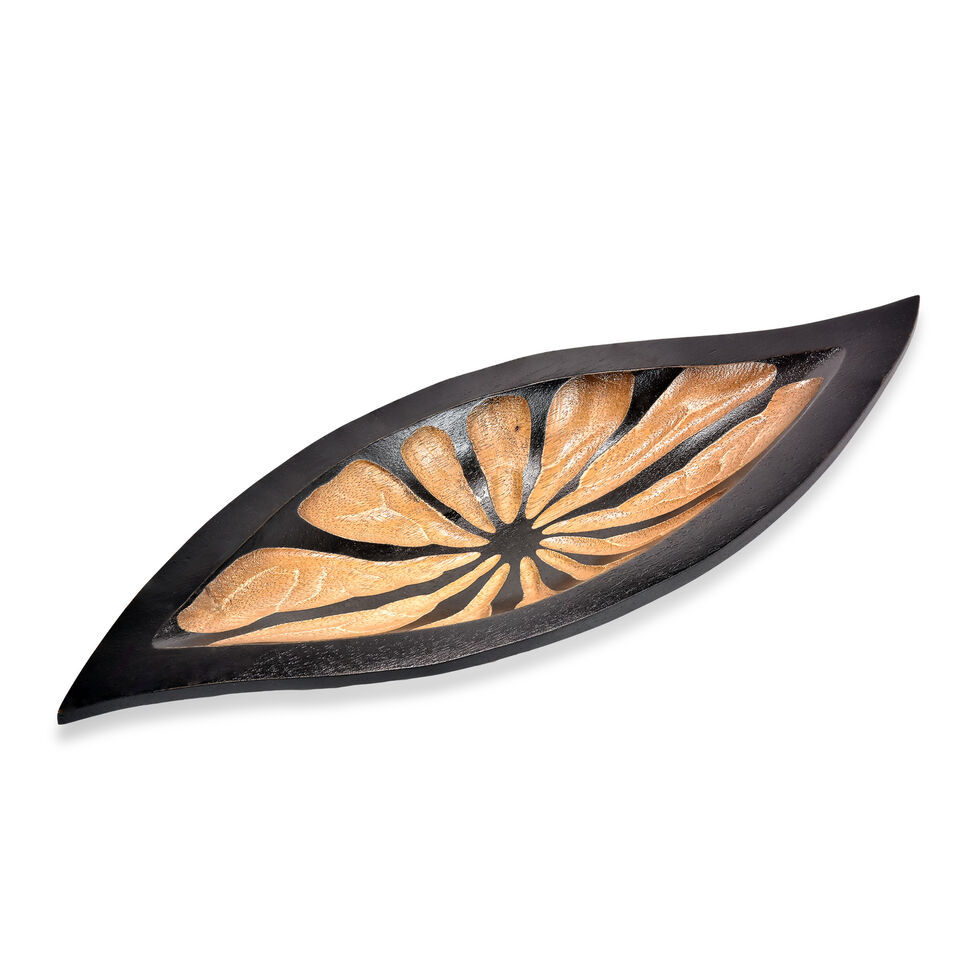 Primary image for Loving Nature Hand Carved Pointy Leaf 17inch Long Tray