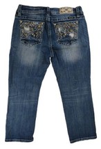MISS ME Capri Jeans With Bling &amp; Embroidered Tribal Size 30 M3098P Distressed  - £18.12 GBP