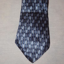 Tie Blue Rectangle Stripes Geometric  Necktie 58&quot; Stafford All Silk - $9.99