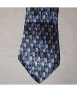 Tie Blue Rectangle Stripes Geometric  Necktie 58&quot; Stafford All Silk - £7.82 GBP
