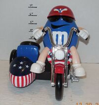 M &amp; M's Red White &amp; Blue Motorcycle w Side Car Candy Dispenser Limited S... - $49.45
