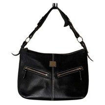 Dooney &amp; Bourke Black Pebbled Leather Shoulder Bag Purse Top Zipper - £75.93 GBP