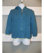 Lands&#39; End Teal Cabled Cardigan Sweater Jacket Size S (4) Girl&#39;s - $22.00 CAD