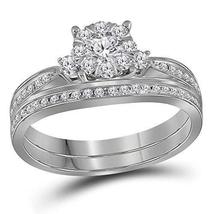 14kt White Gold Womens Diamond Princess Bridal Wedding Engagement Ring Band Set  - £821.27 GBP