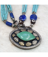 Vintage tiny seed beads turquoise color Lapis Tribal Afghan jewelry neck... - $517.41 MXN