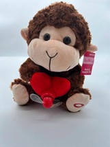 Red &amp; Pink- Ape w/ Fan Valentine Animated Plush - 10in Sings What I Like About - £11.72 GBP