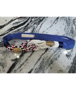 Nautical Rope Collar Necklace Red White Blue Gold Accent Braided Choker 39&quot; - $412.16 MXN