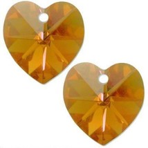 2 Topaz AB Swarovski Crystal Heart Pendant 6202 14mm - £6.88 GBP